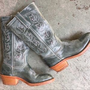 Frye leather floral western boots tall womens 8
